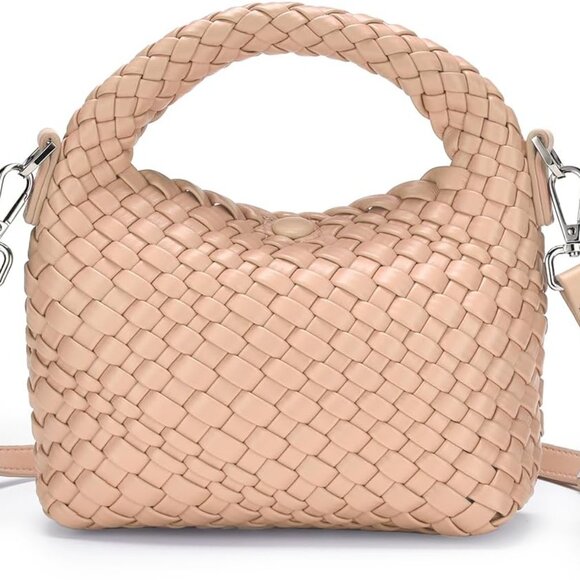 Versatile Woven Crossbody Purse - Vegan Leather Bag with Magnetic Closure - Picture 1 of 7